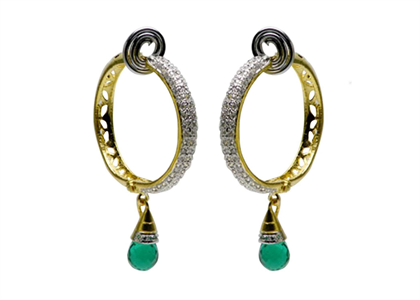 CZ Studded Gemstone Dangle Earring